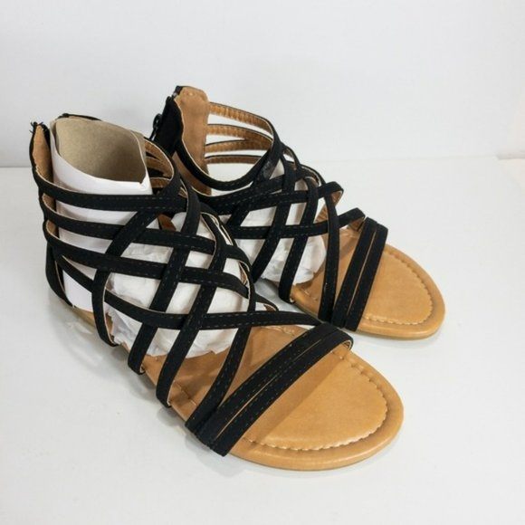 Journee Collection Hanni Strappy Flat Sandals Black -7.5 - Picture 6 of 8